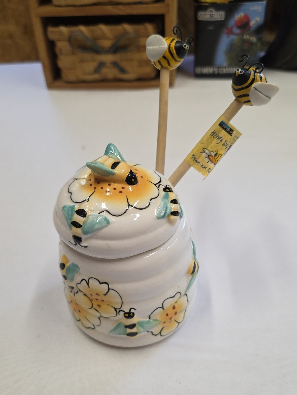 MSC International Ceramic Beehive Honey Pot Set NWT